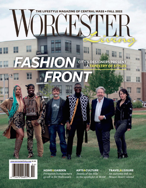 Stevie Leigh Fashion Designer on cover of Worcester Living Magazine by Telegram and Gazette